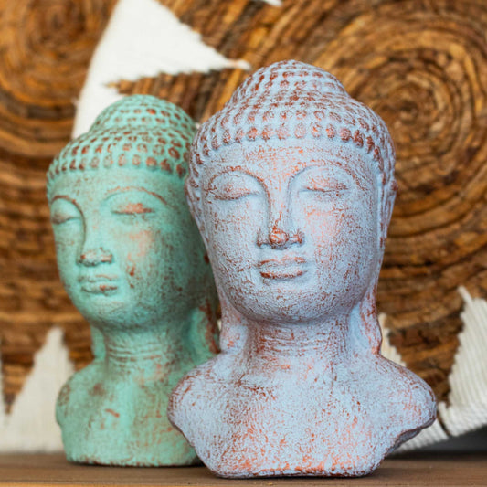Tranquility Buddha Head - Green Copper