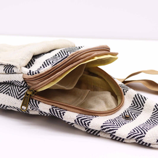 Body Cross Bag Natural Cotton - Black & White