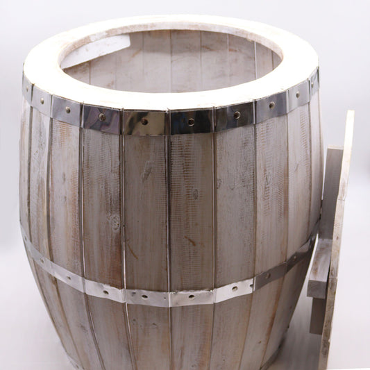 Beer Barrel Table – Whitewash Wood 60 x 48.5 cm