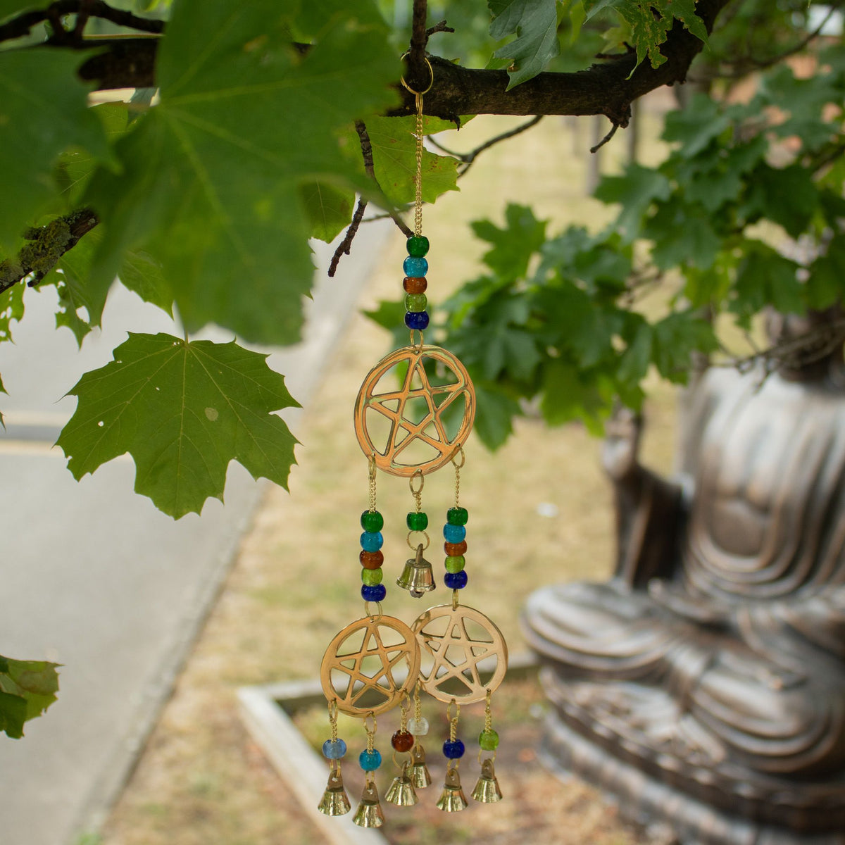 Indian Chimes - Brass Tri-Pentagram - 7 Bells
