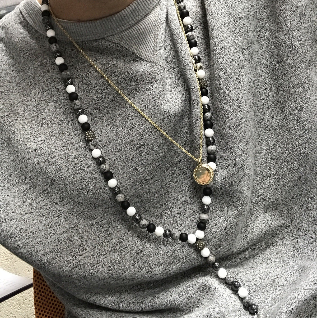 Angel Wing / Multi Beads Gemstone Necklace