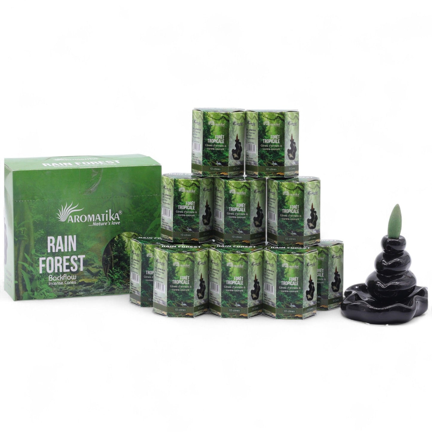Pack of 10 Masala Backflow Incense - Rain Forest