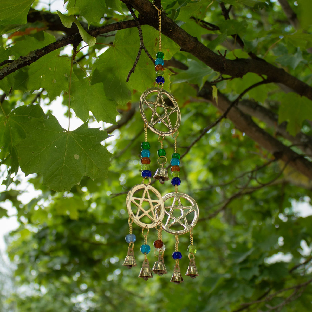 Indian Chimes - Brass Tri-Pentagram - 7 Bells