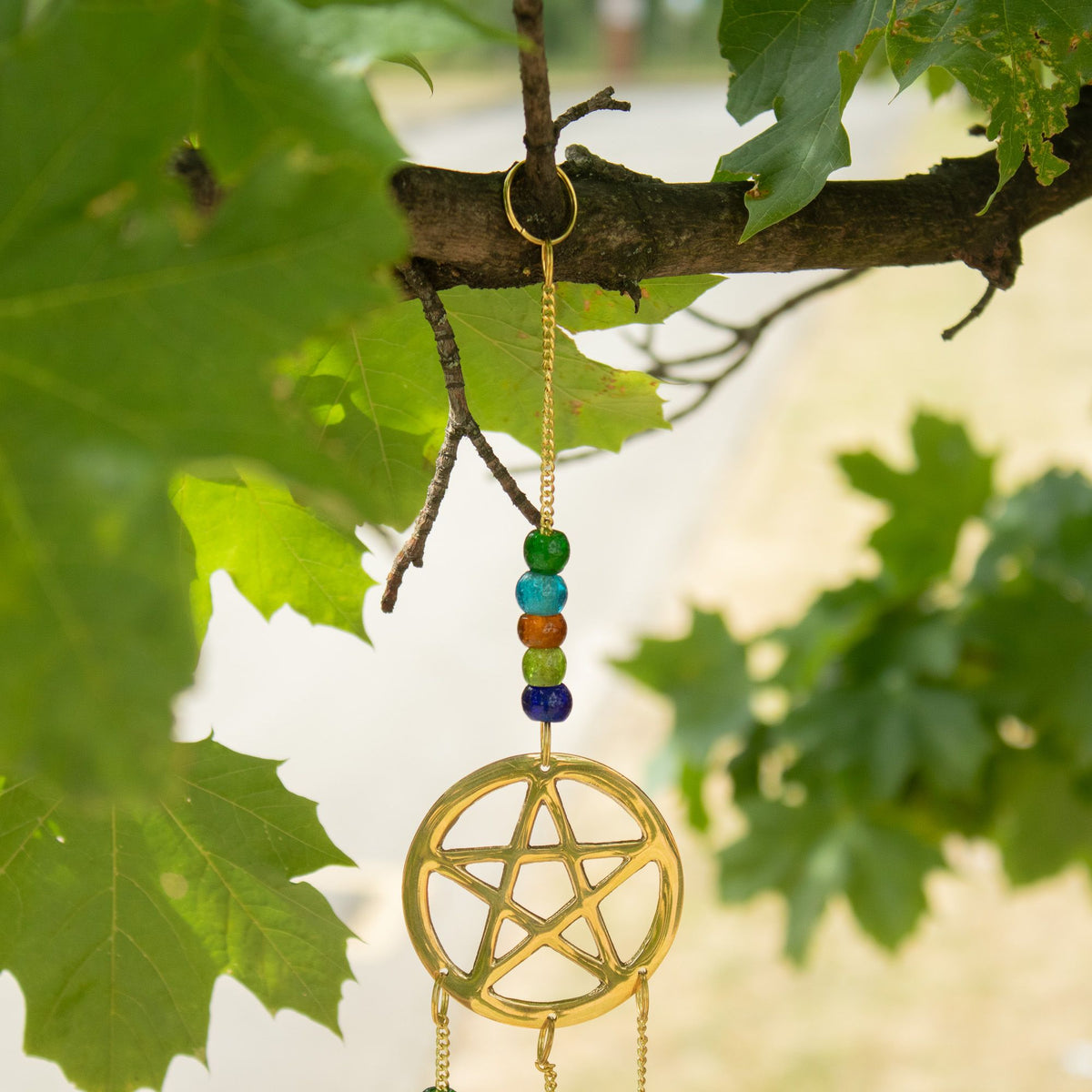 Indian Chimes - Brass Tri-Pentagram - 7 Bells