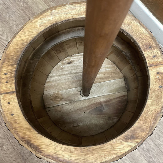 Beer Barrel Stool & Parasol Stand – Natural Wood 38 x 32 cm