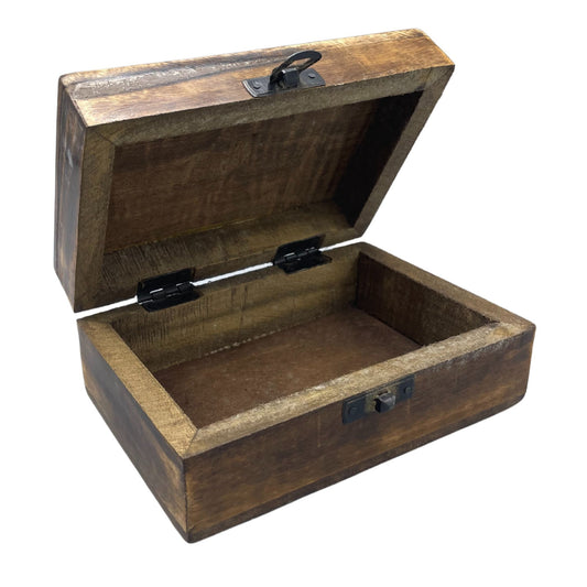 Medium Ceramic Glazed Wood Box - 15x10x6cm - Concrete
