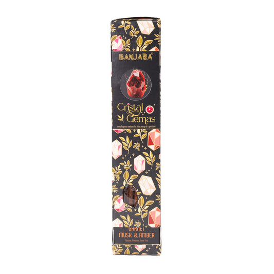 Banjara Cristal Gemas Incense Sticks - Garnet Musk & Amber