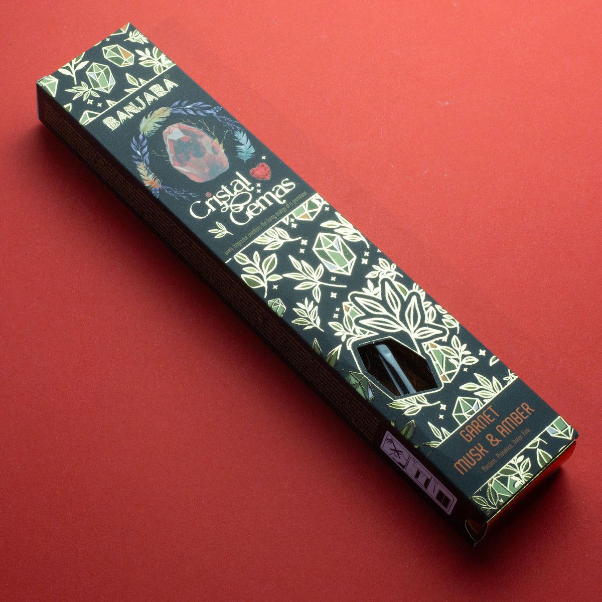 Banjara Cristal Gemas Incense Sticks - Garnet Musk & Amber