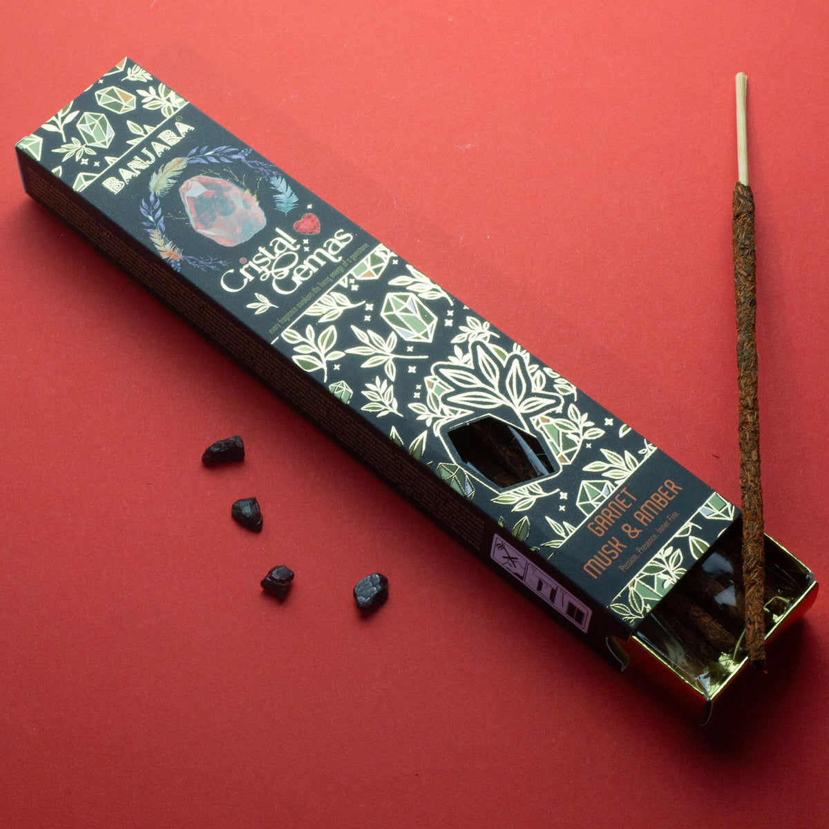 Banjara Cristal Gemas Incense Sticks - Garnet Musk & Amber