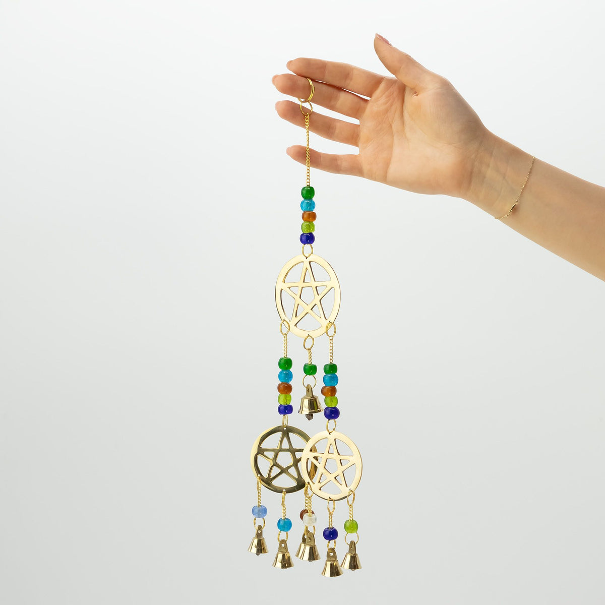 Indian Chimes - Brass Tri-Pentagram - 7 Bells