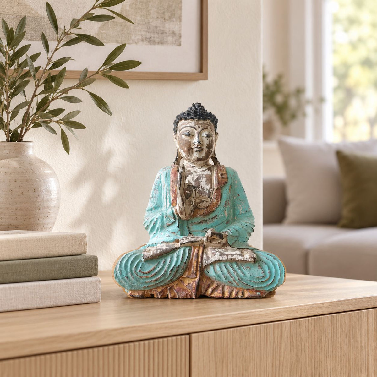 Vintage Mint Hand Carved Buddha Statue - 30cm - Teaching Transmission