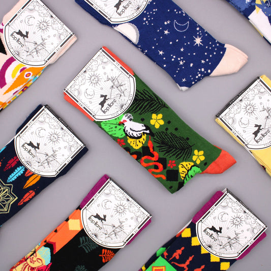Hop Hare Bamboo Socks S/M - Pink Buddha & Lotus 