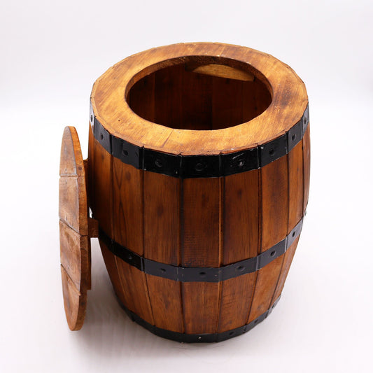 Beer Barrel Stool & Parasol Stand – Natural Wood 38 x 32 cm
